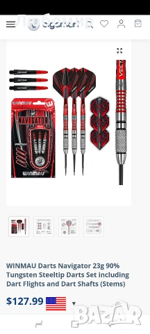 Комплект стрелички WINMAU Darts Navigator 23g 90% волфрам със стоманен връх, включващ , снимка 6 - Други спортове - 54881595