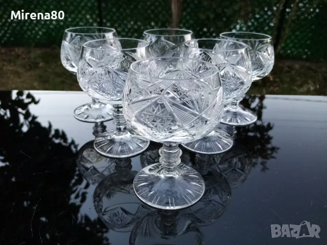 Български кристален сервиз за ликьор, ракия - нов !