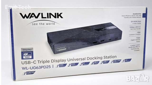 WAVLINK 15-в-1 USB-C Docking Station – Triple Display, 100W PD, HDMI/DP, снимка 9 - Рутери - 54780844