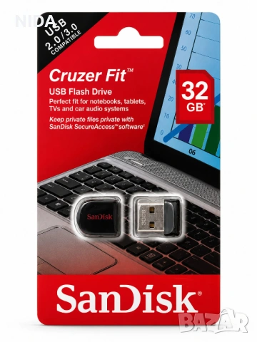 Флаш памет SanDisk Cruzer Fit 32 GB USB 2.0 - Нова - Фабрично запечатана!