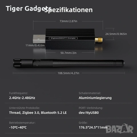 AVATTO Zigbee 3.0 USB Dongle Plus – Универсален Zigbee координатор TI CC2652P за Home Assistant и Zi, снимка 7 - Друга електроника - 54971079