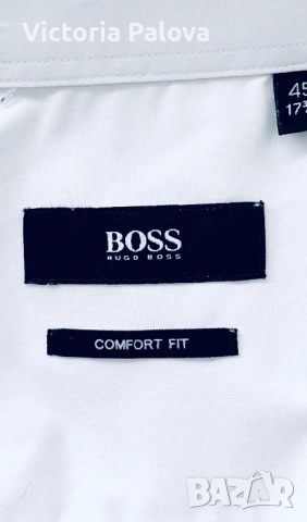 Оригинална Hugo Boss Comfort Fit бяла риза  100% Cotton Size 45, снимка 7 - Ризи - 54072810