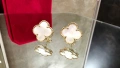 Van Cleef & Arpels VCA Gold Mother of Pearl Vintage Alhambra Stud Дамски Обеци с Винт, снимка 5