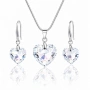Комплект бижута с кристали Swarovski Crystal Shimmer – колие и висящи обеци сърце, снимка 1