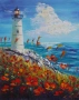 "Морски фар" Картина 50х40см, Маслена живопис с шпакла, снимка 1