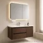 Луксозен шкаф за баня от масивно дърво 2801 (Walnut Balance) със заоблен дизайн и смарт огледало, снимка 2