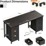 Бюро Coleshome с 6 чекмеджета, 160x52 см, вграден контакт и USB порт, бюро за компютър , снимка 5