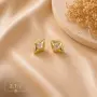 Златни обеци 18K с декоративни камъни – 2,1 грама, снимка 1
