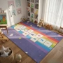 Детски килим за игра 120х160см - Тъмносин килим с облачета и дъга, противоплъзгащ и миещ се, снимка 5
