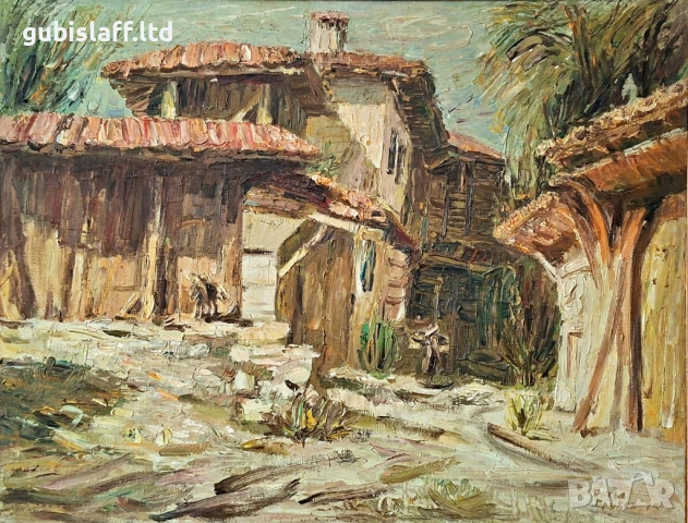Картина "Копривщица", 1975 г., худ. Б. Грудев (1928-2018), снимка 2 - Картини - 54132519