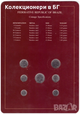 СЕТ СЕДЕМ МОНЕТИ ОТ БРАЗИЛИЯ⭐THE FRANKLIN MINT⭐, снимка 4 - Нумизматика и бонистика - 54658808