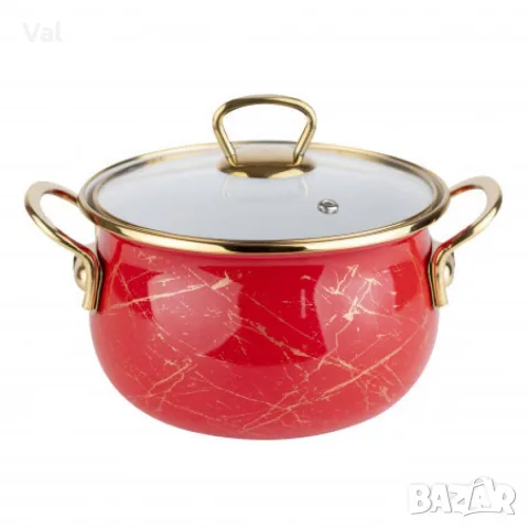 Тенджера Goldmann GM 8017-26R, 26x16см.\8.5л., Емайл, Индукция, Червена
