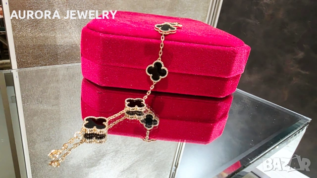 Van Cleef & Arpels VCA 5 Motifs Rose Gold Black Onyx Vintage Alhambra Дамска Гривна, снимка 5 - Гривни - 54062454