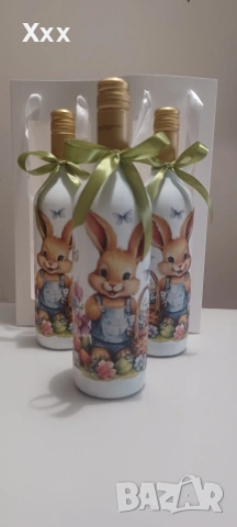 Великден-бутилка с великденско зайче, снимка 3 - Декорация за дома - 54078966