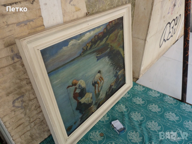 Стара картина масло на платно 77 / 67 см, снимка 6 - Антикварни и старинни предмети - 54983946