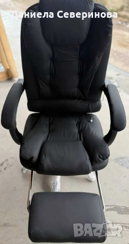 Ергономичен офис стол с лумбална опора от еко кожа в черен цвят, снимка 6 - Столове - 53975657