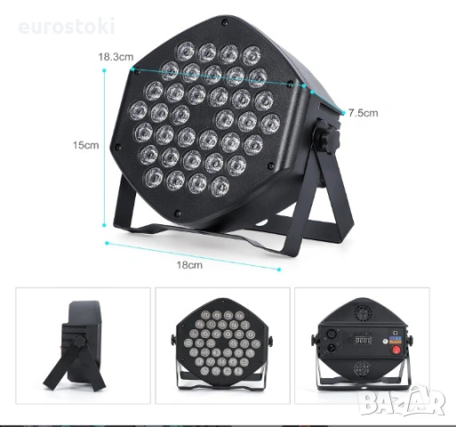 Акумулаторни RGB диско светлини Litake, комплект от 4 LED прожектора, безжчини сценични светлини, снимка 5 - Прожектори - 54628936