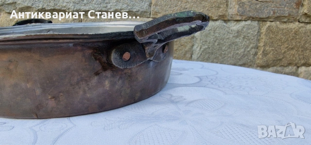 Стара медна тава с месингови дръжки , снимка 15 - Съдове за готвене - 54809734