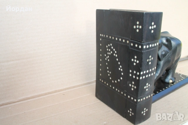 Дървена фигура Слон за Книга, снимка 3 - Антикварни и старинни предмети - 54149880
