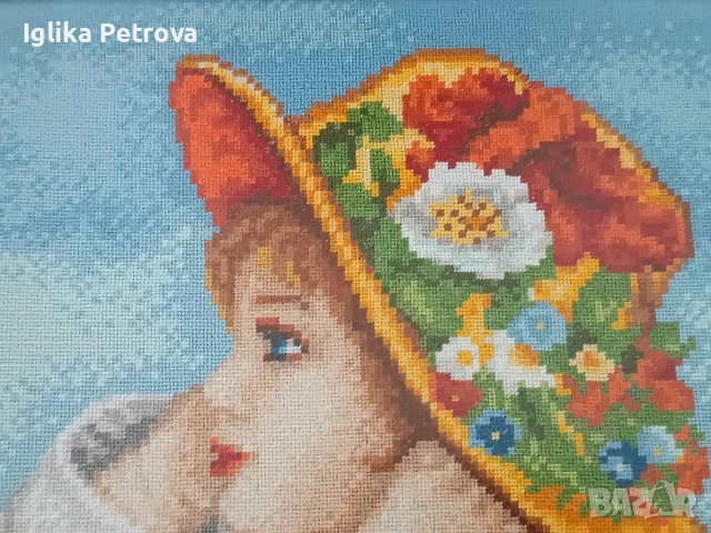 Гоблен Момичето с шапката , снимка 4 - Гоблени - 55161605