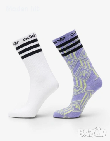 Оригинал! ADIDAS 2 Packs Crew Socks Multicolor/White унисекс комплект от 2 чифта чорапи размер 40-42