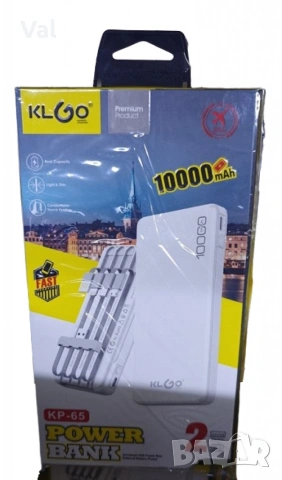 Преносима батерия KLGO KP-65, 10000mAh, снимка 5 - Външни батерии - 54785741