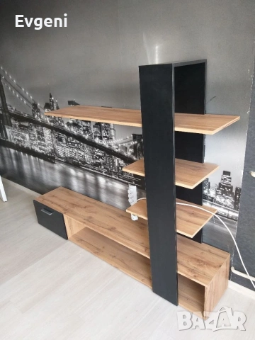 Модерна холна секция / ТВ шкаф – Дъб и Черно