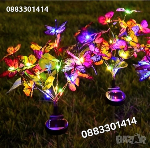 Соларна лампа Цветни пеперуди Градинска 80см , снимка 3 - Соларни лампи - 54201438