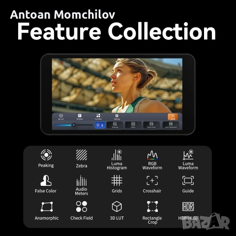Камерен монитор Portkeys PT5 II 5 инча 4K HDMI, снимка 6 - Камери - 55174215