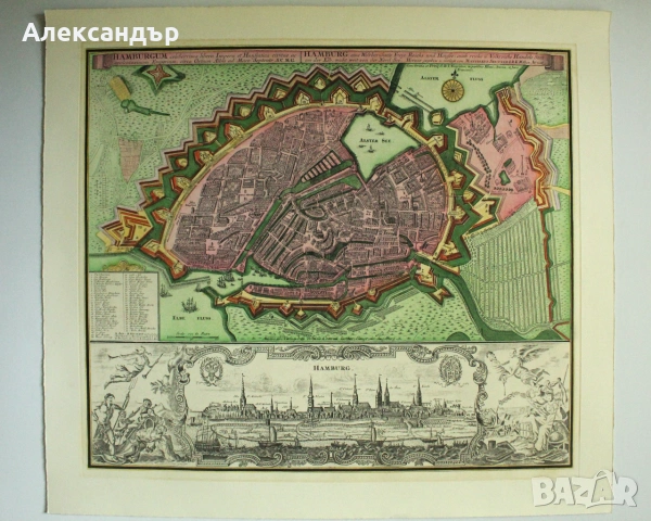 Стара картина / карта на Хамбург