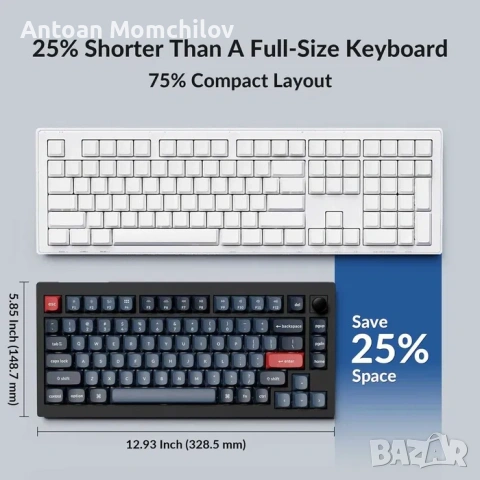 Механична клавиатура Keychron V1 Max 75% RGB, снимка 4 - Клавиатури и мишки - 54823910