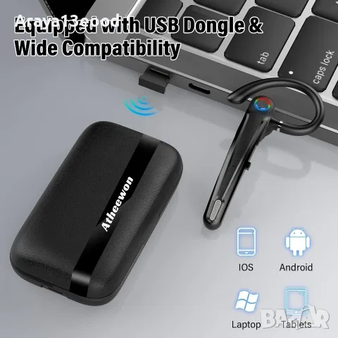 Atheewon Bluetooth слушалка с микрофон и ENC шумопотискане, снимка 2 - Bluetooth слушалки - 55611048
