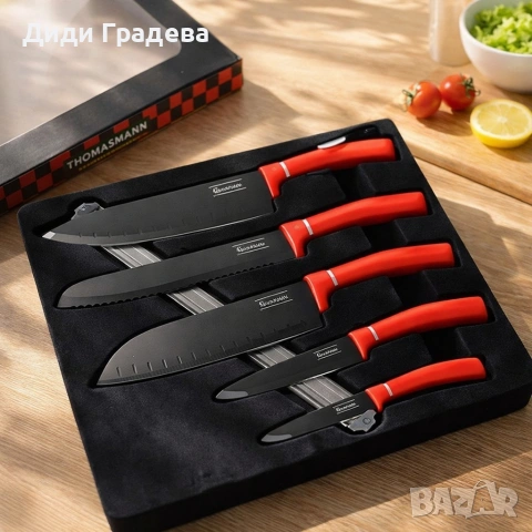 Комплект ножове Goldmann GM 5259, 5бр. с магнитна релса, Незалепващо покритие, Кутия, снимка 3 - Други - 54095718