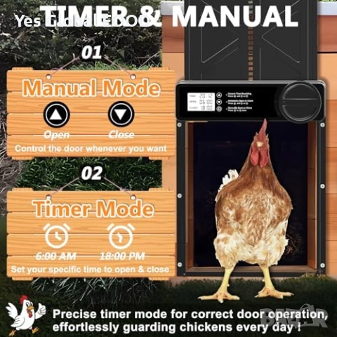 Автоматична врата за кокошарник INNOLAND LCD, снимка 4 - Други стоки за животни - 54223209
