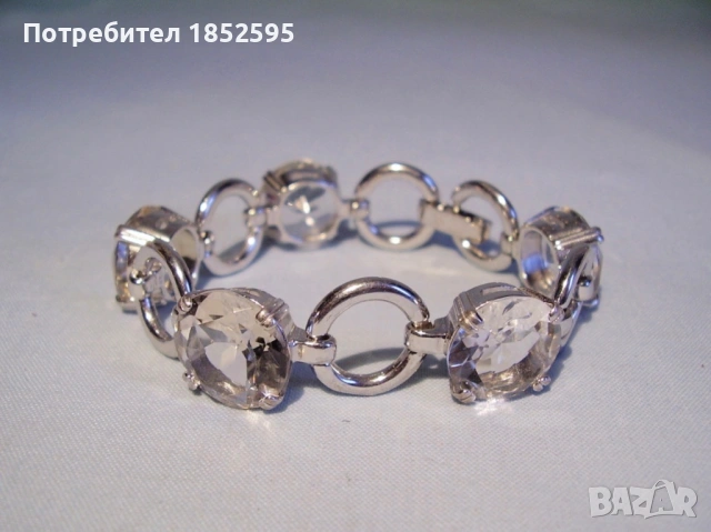 Сребърна гривна и пръстен с планински кристал, снимка 4 - Пръстени - 54277922