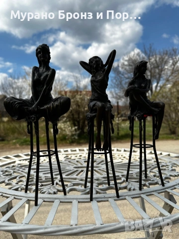 Уникален комплект от 3 бронзови статуетки - Pierre Chenet (Франция), Авторски подпис