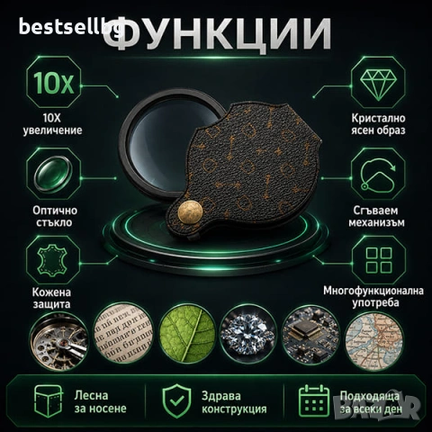 Сгъваема увеличителна ръчна лупа голямо увеличение 10x за четене мини, снимка 6 - Други инструменти - 47547580