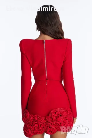 Оригинална Мини Рокля 3D апликация - бранд Fashion Nova, снимка 4 - Рокли - 55596691