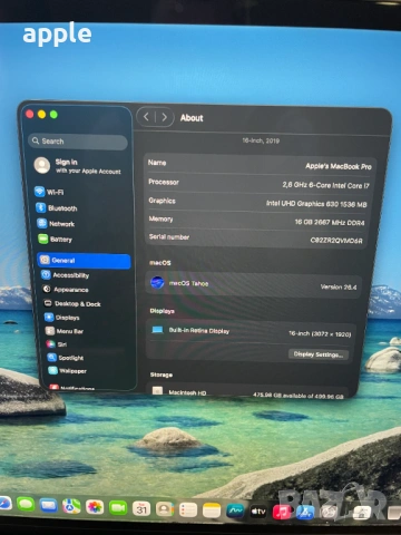 КАТО НОВ 16" Core i7 MacBook Pro A2141 (2019) Space Gray-i7/16GB RAM/512GB SSD, снимка 7 - Лаптопи за работа - 54049203
