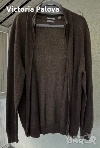🟤 Galeria  коприна и кашмир, жилетка с цип, фин трикотаж XL, снимка 8 - Блузи - 54082727