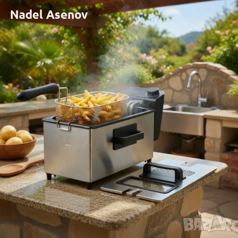 Електрически фритюрник Cheffinger CF-EDP3.0 3L, 2000W, неръждаема стомана, регулируема 