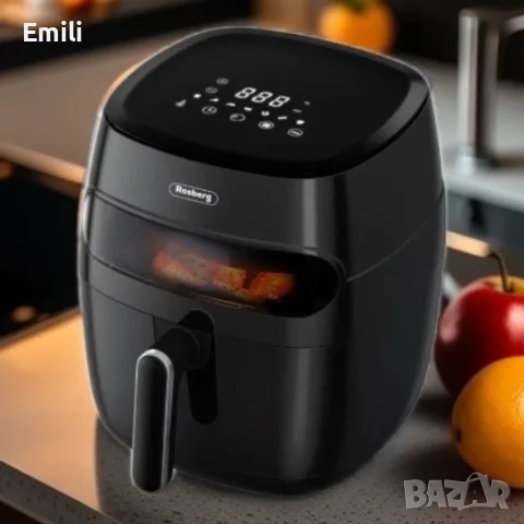 Фритюрник AirFryer, 1350W, 5.2л., LED дисплей, Горещ въздух, Таймер, до 200°C,, снимка 2 - Фритюрници - 55569563