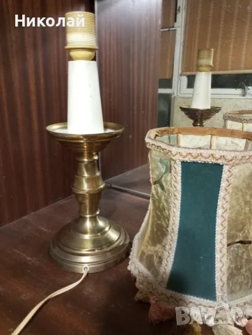 Ретро бронзова нощна лампа, снимка 3 - Антикварни и старинни предмети - 55300422