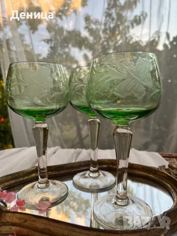 И последно за днес е зелено трио💚 Невероятно красив цвят, лозова декорация, снимка 11 - Чаши - 55670706