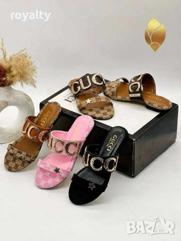 Gucci Нови Луксозни Дамски Чехли Различни Цветове 