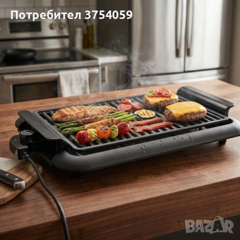 Електрическа настолна скара 1200W без дим – Преносимо барбекю за балкон и градина, 38x25 см, снимка 2 - Скари - 55162298
