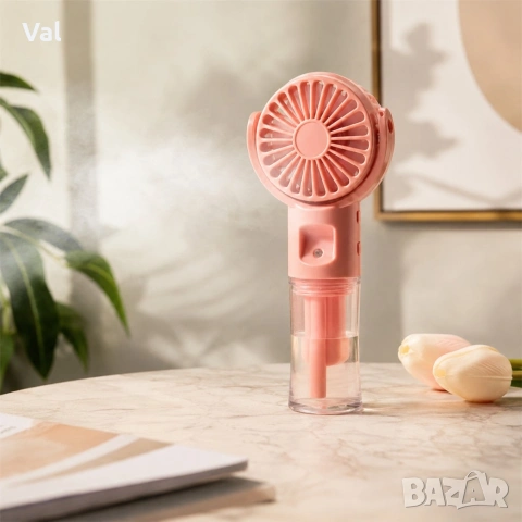Нося вентилатор с водна мъгла 2 в 1 – 4000mAh батерия, 4 скорости, USB-C зареждане и ароматерапия, снимка 7 - Вентилатори - 54712802