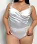 4XL Бяло сатенено боди за едра дама , снимка 1