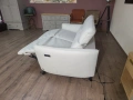Светло сив кожен диван тройка Natuzzi с електрически релаксиращ механизъм, снимка 8