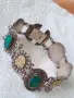 Сребърна гривна тюркоазени камъни и златни акценти 36277, снимка 8